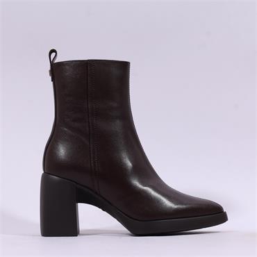 Wonders Vera Platform Block Heel Boot - Brown Leather